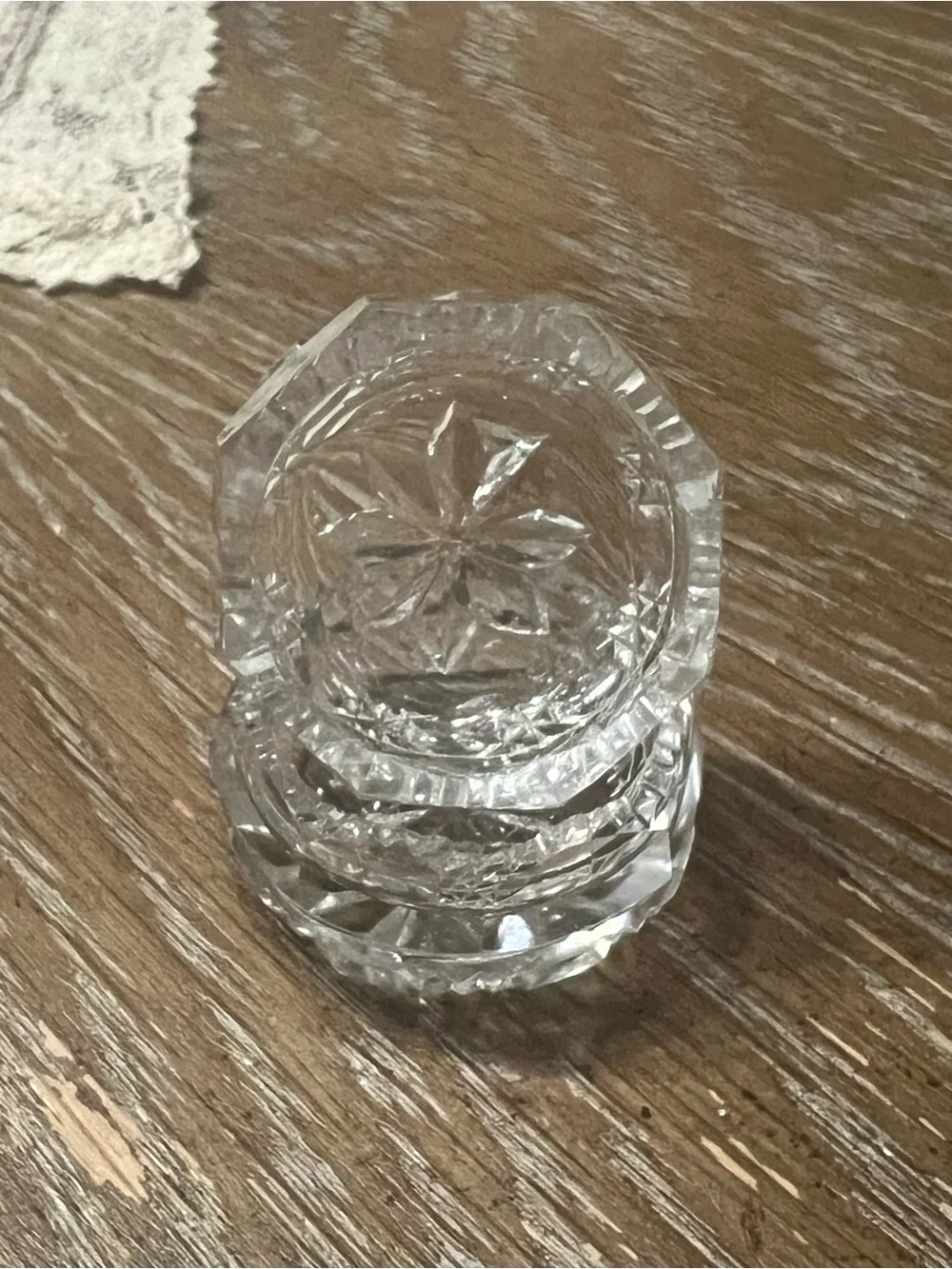 Clear Crystal Salt Cellars - Elegant Star-Cut Glass (Set of 2)